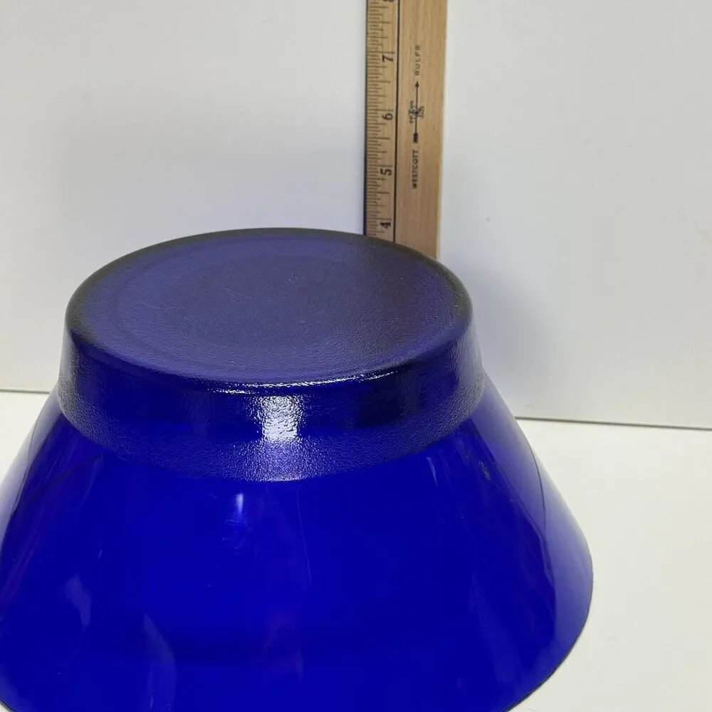 MCM Vintage Cobalt Blue Glass Serving‎ Bowl MCM Textured Bottom HTF